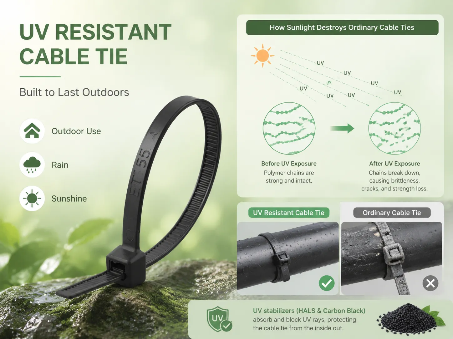 How Sunlight Destroys Ordinary Cable Ties