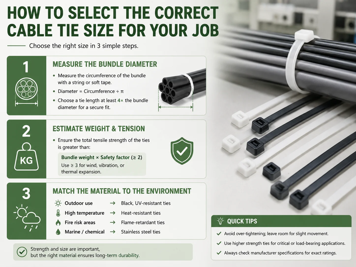 How to Select the Correct Cable Tie Size for Your Job