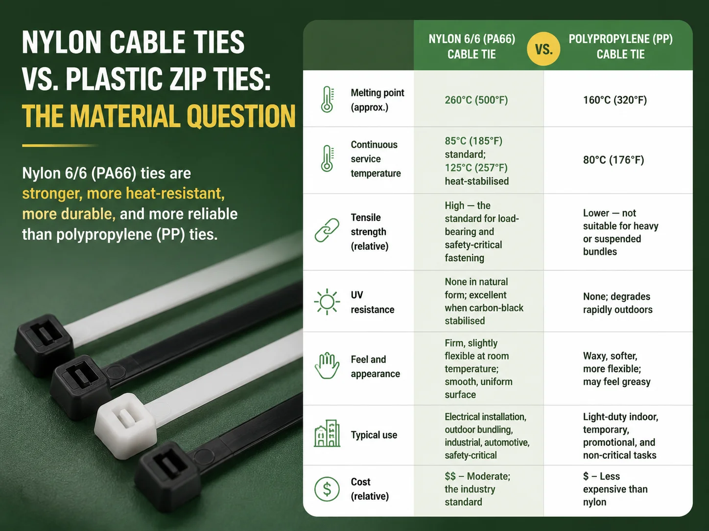 Nylon Cable Ties vs Plastic Zip Ties