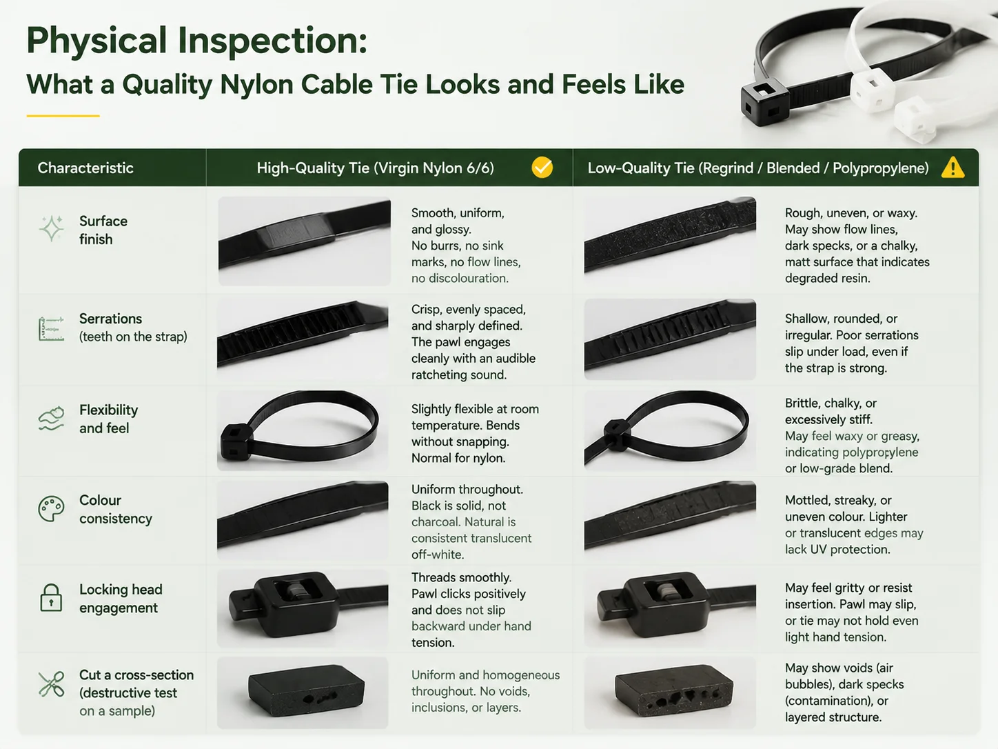 Physical Inspection What a Quality Nylon Cable Tie Looks and Feels Like