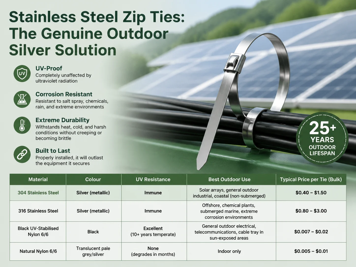 Stainless Steel Zip Ties The Genuine Outdoor Silver Solution