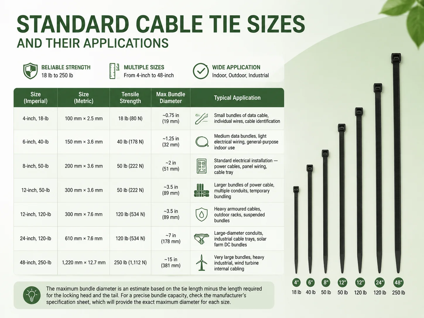 Standard Cable Tie Sizes and Their Applications