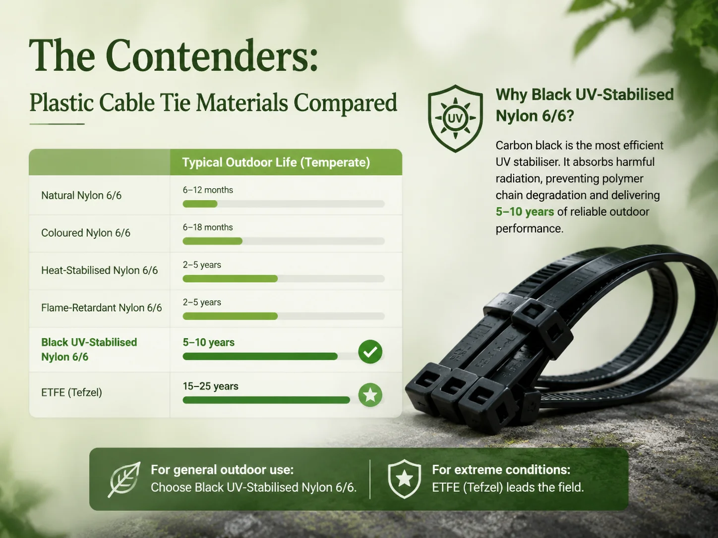 The Contenders Plastic Cable Tie Materials Compared