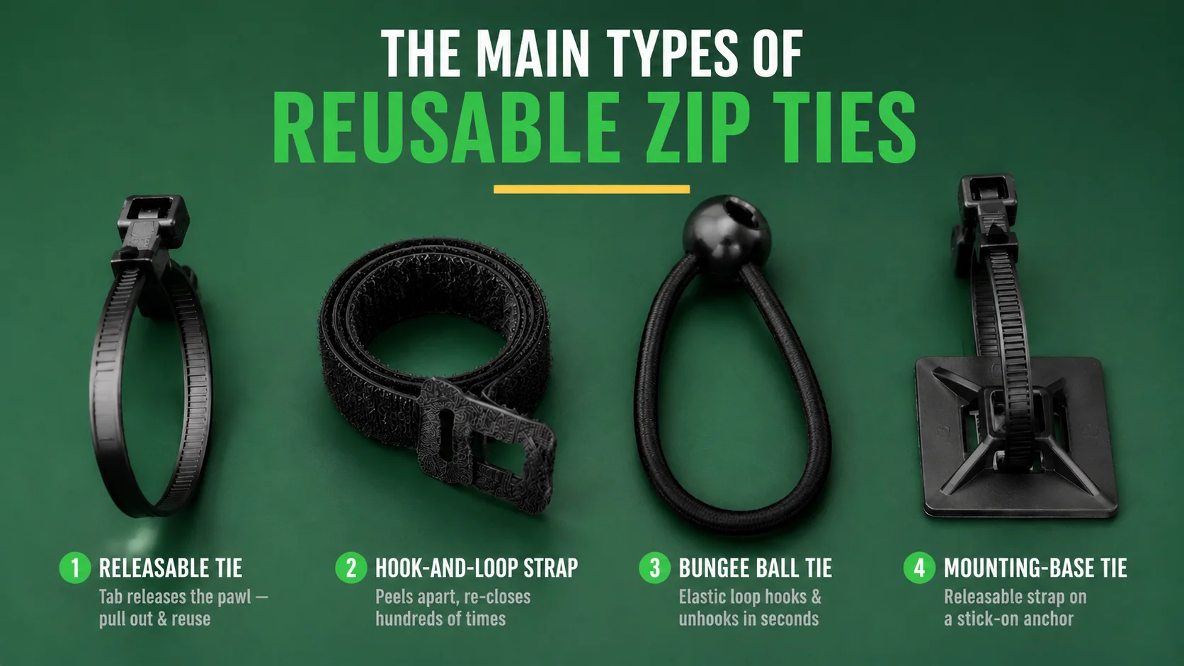 The Main Types of Reusable Zip Ties