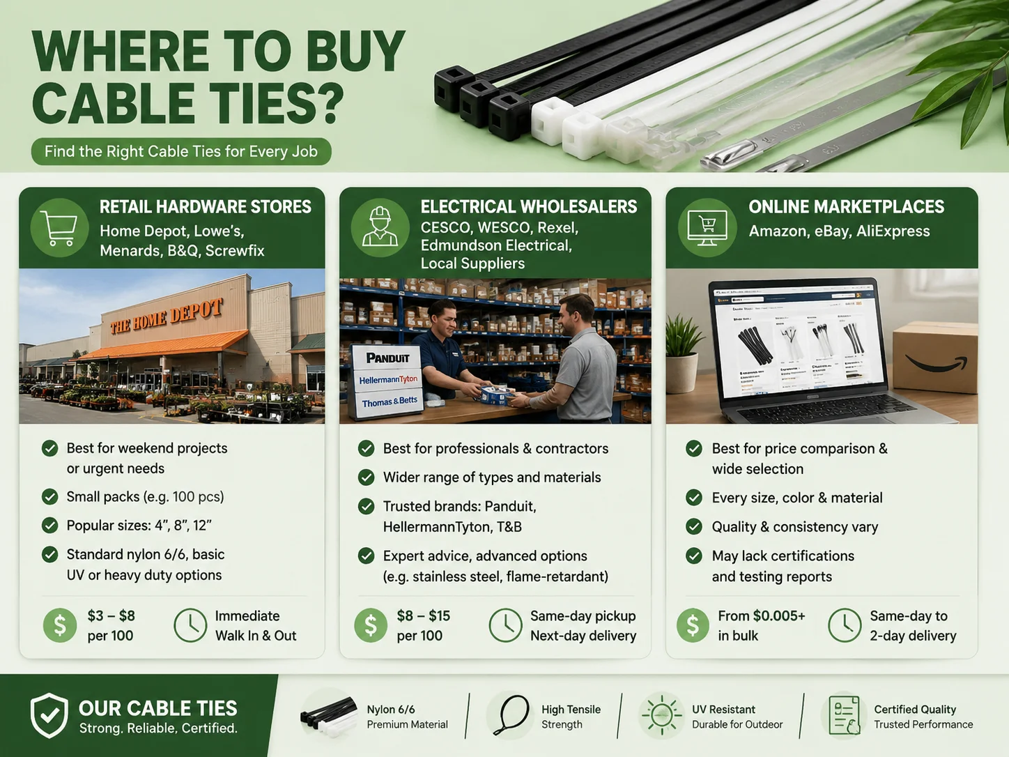 find the right cable ties for every job