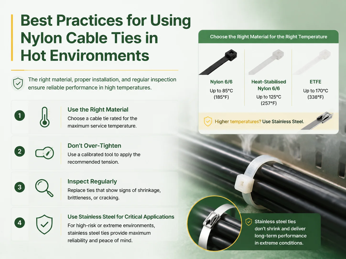 Best Practices for Using Nylon Cable Ties in Hot Environments