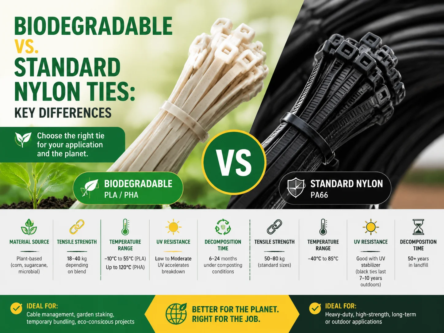 Biodegradable vs. Standard Nylon Ties: Key Differences