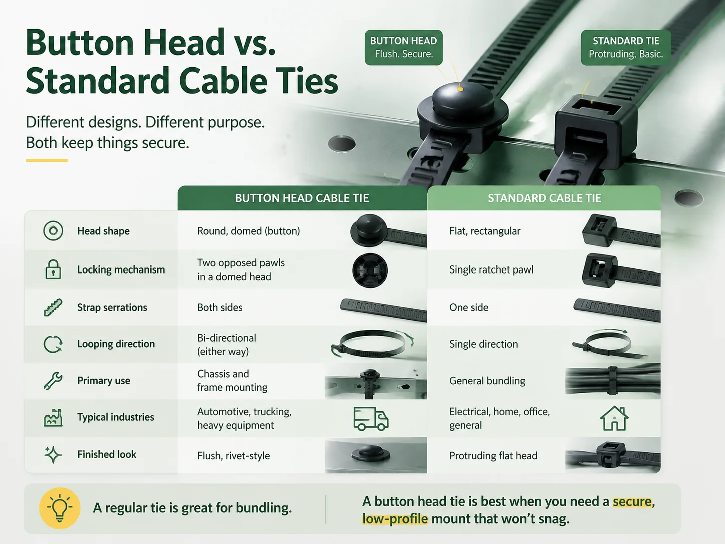 Button Head vs. Standard Cable Ties