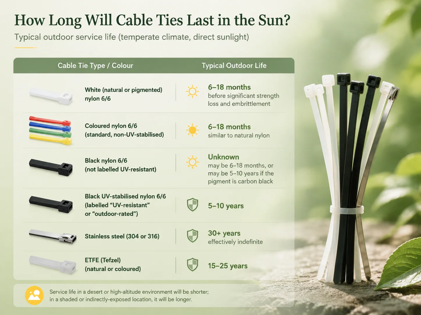 How Long Will White Zip Ties Last in the Sun Compared with Black