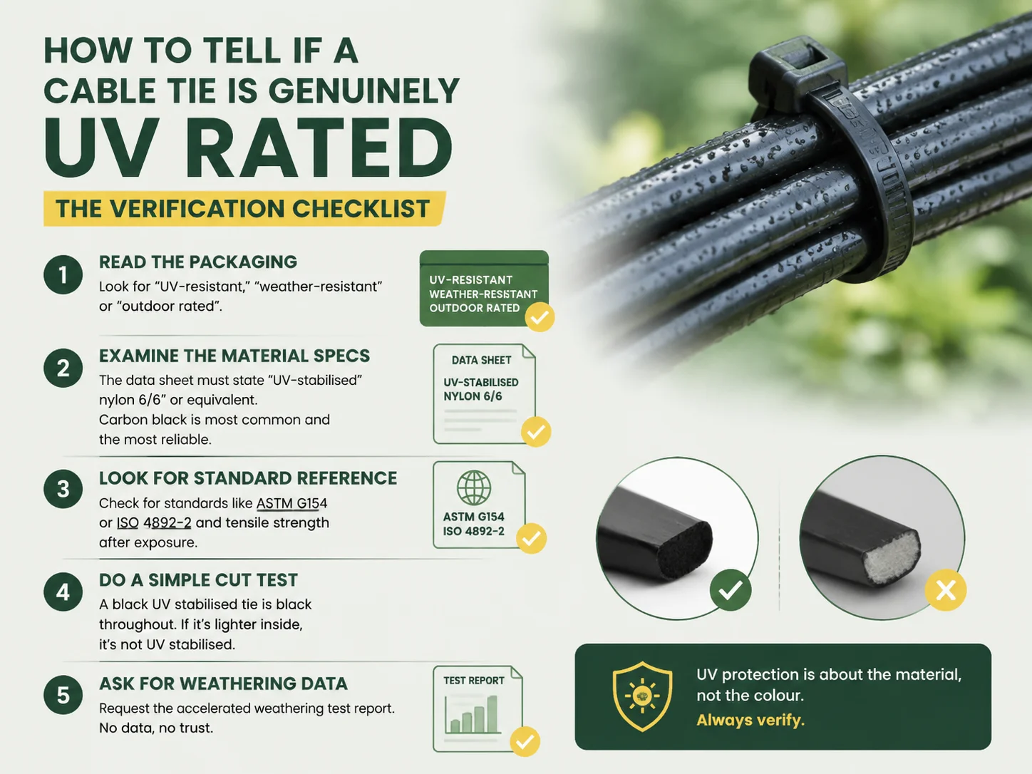 How to Tell If a Cable Tie Is Genuinely UV Rated