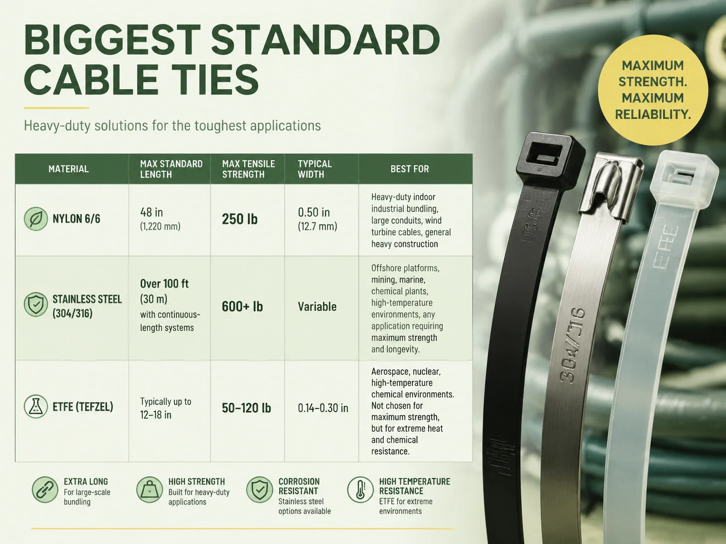 Specifications of the Biggest Standard Cable Ties