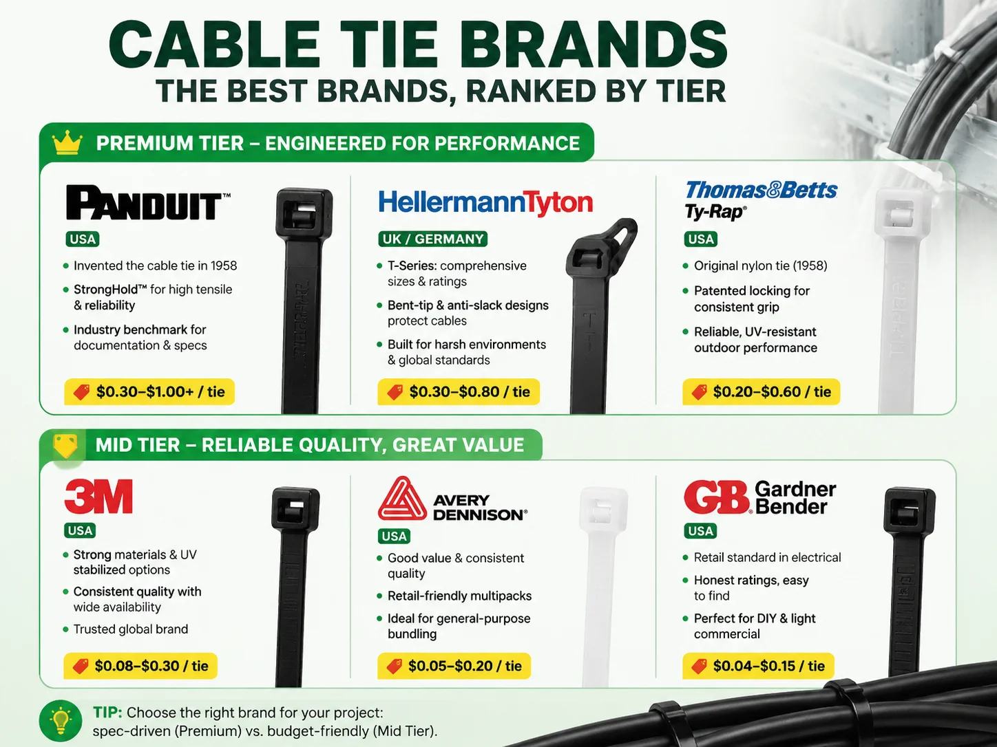 The Premium Tier: Panduit, HellermannTyton & Thomas & Betts