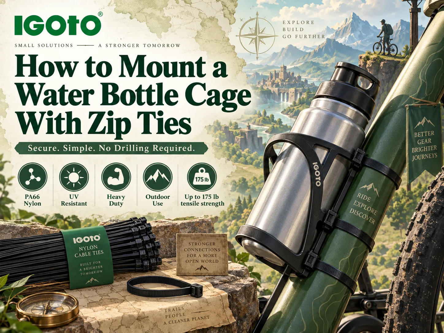 How to Mount a Water Bottle Cage With Zip Ties