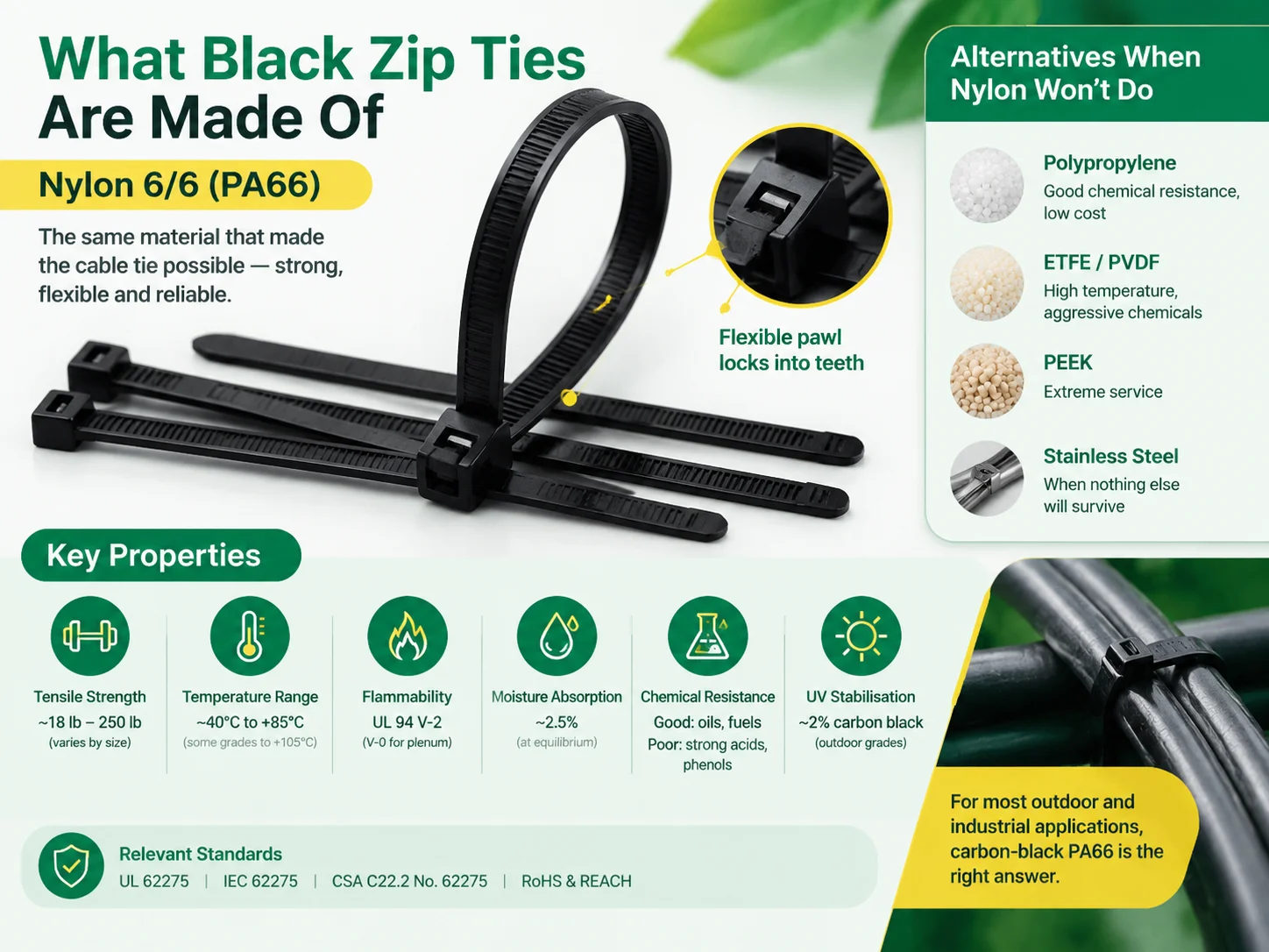 What Black Zip Ties Are Made Of