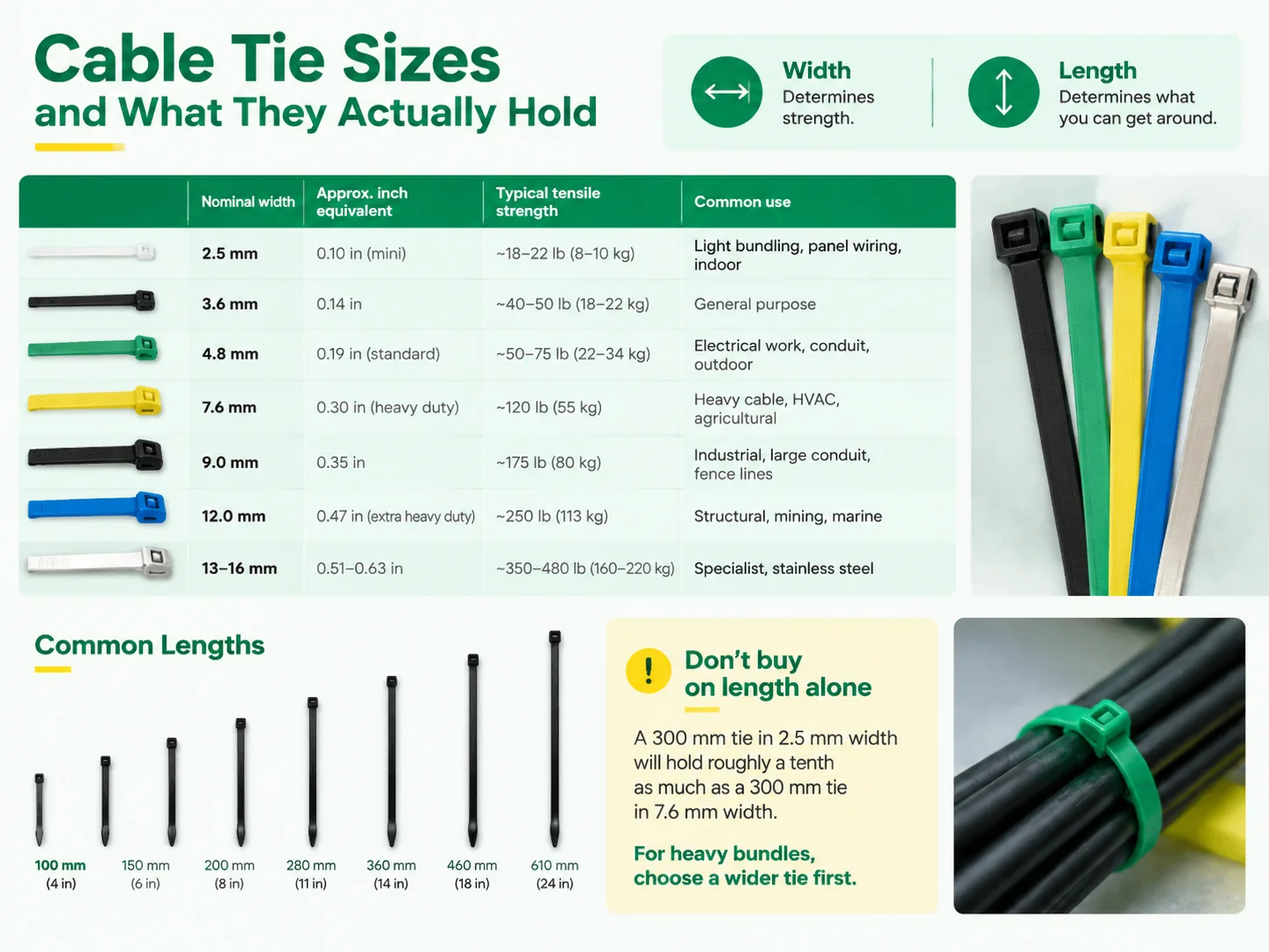 black zip ties Sizes, and What They Actually Hold