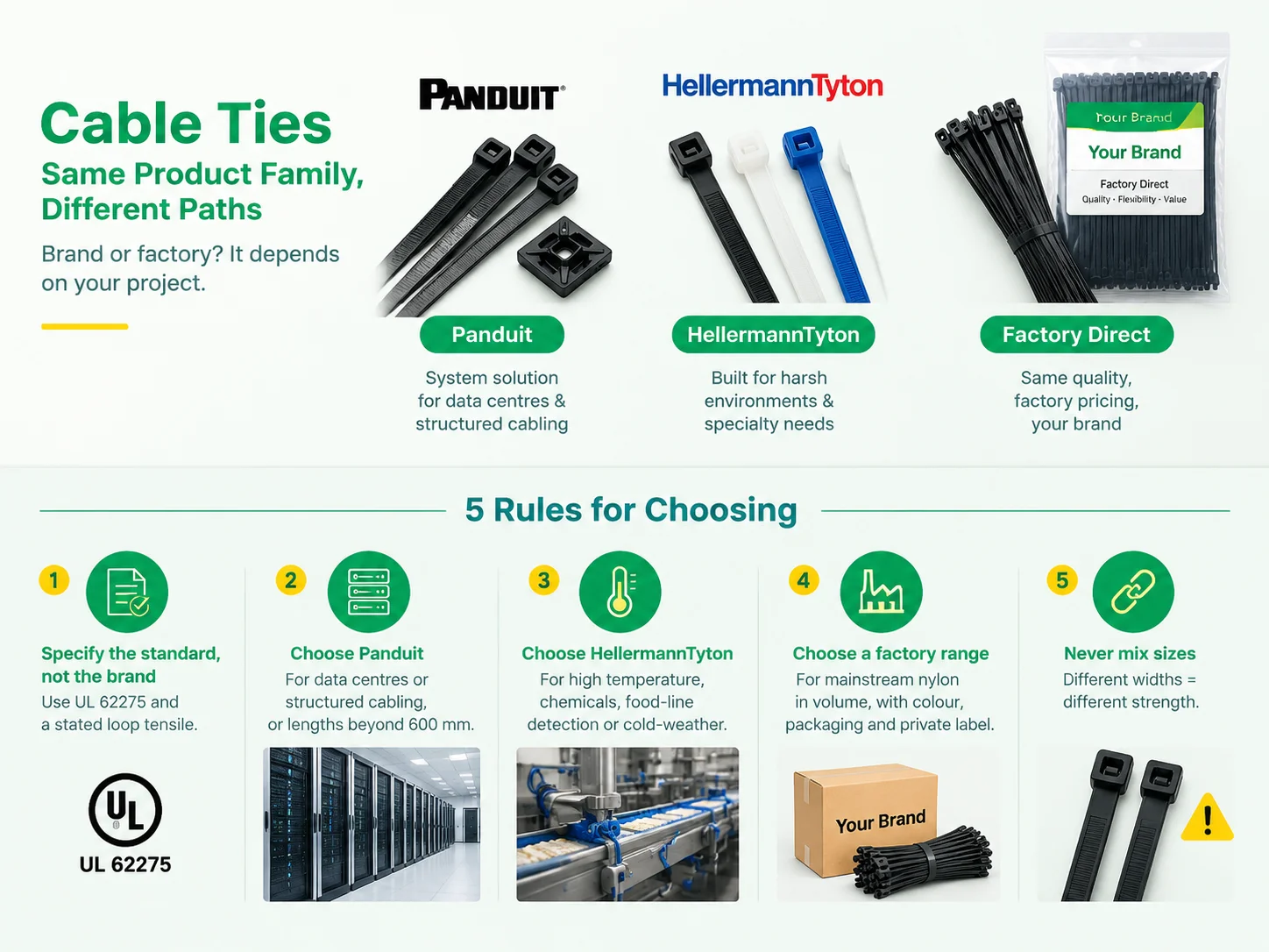 cable ties same product family different paths
